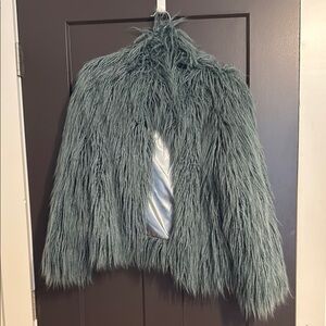 Stylish Faux Fur Jacket in Teal